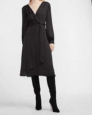 Satin Twist Front Midi Dress | Express