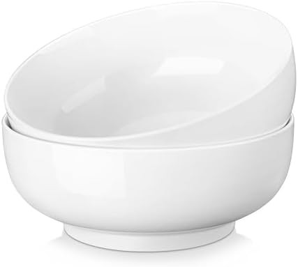 MALACASA Serving Bowls, 114 OZ(10") Extra Large Salad Bowls Set of 2, Porcelain White Serving Bow... | Amazon (US)