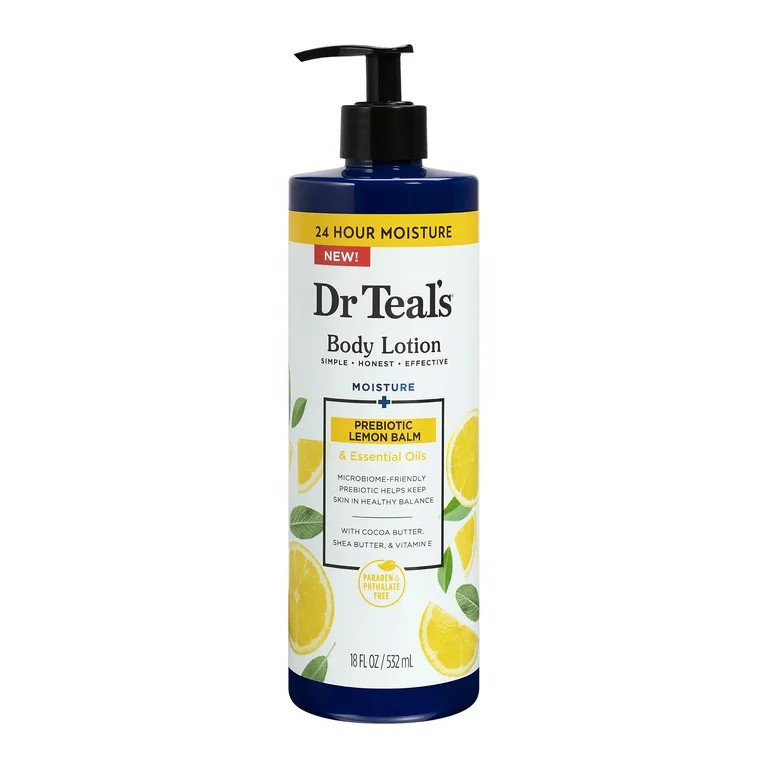 Dr Teal's Body Lotion with Prebiotic Lemon Balm, Sage, & Thyme Essential Oil Blend, 18 fl oz | Walmart (US)