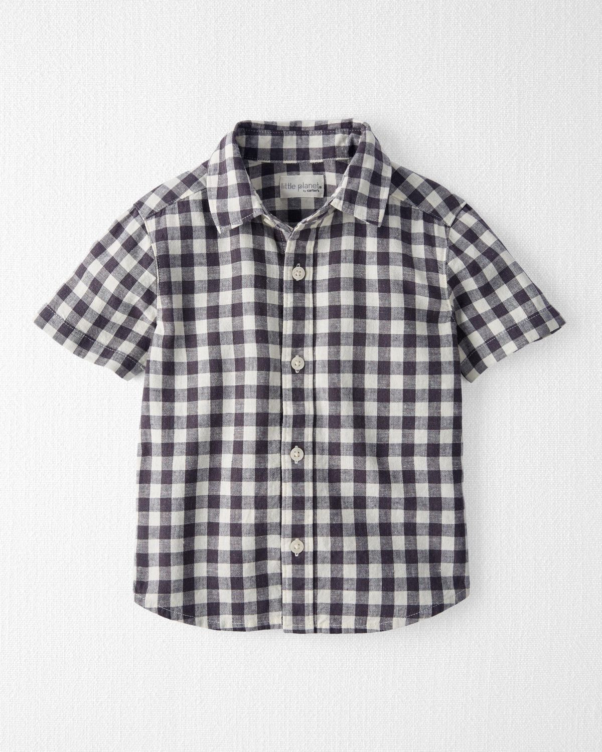 Charcoal Toddler Gingham Button-Front Shirt Made With Linen | carters.com | Carter's