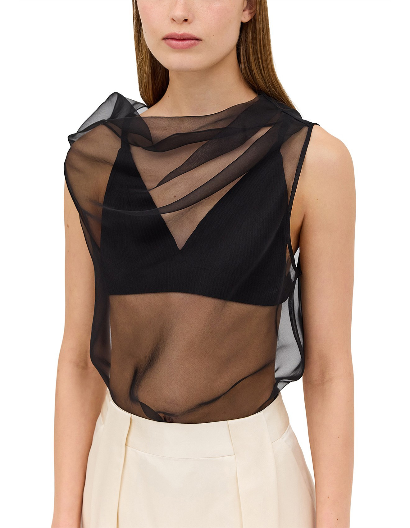 BLACK ORGANZA CEZANNE TOP | David Jones (Australia & New Zealand)