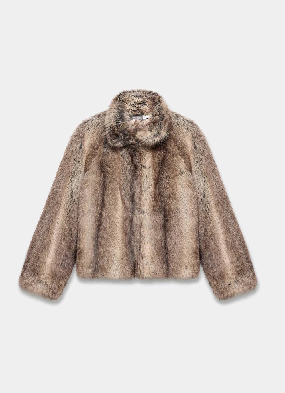 Neutral Faux Fur Cropped Jacket | Mint Velvet