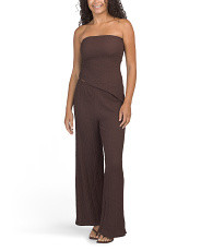 Seersucker Asymmetrical Hem Tube Top And Pants Set | Juniors | Marshalls | Marshalls