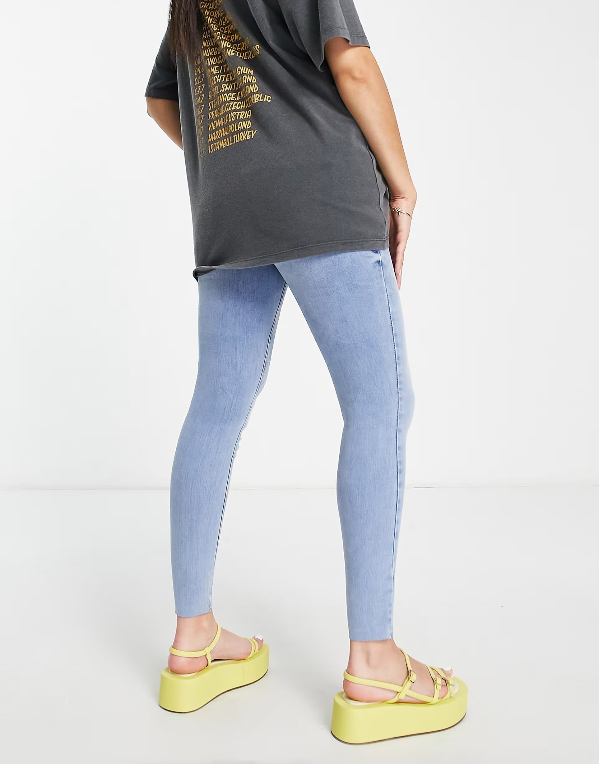 River Island Maternity high rise skinny jeans in blue | ASOS (Global)
