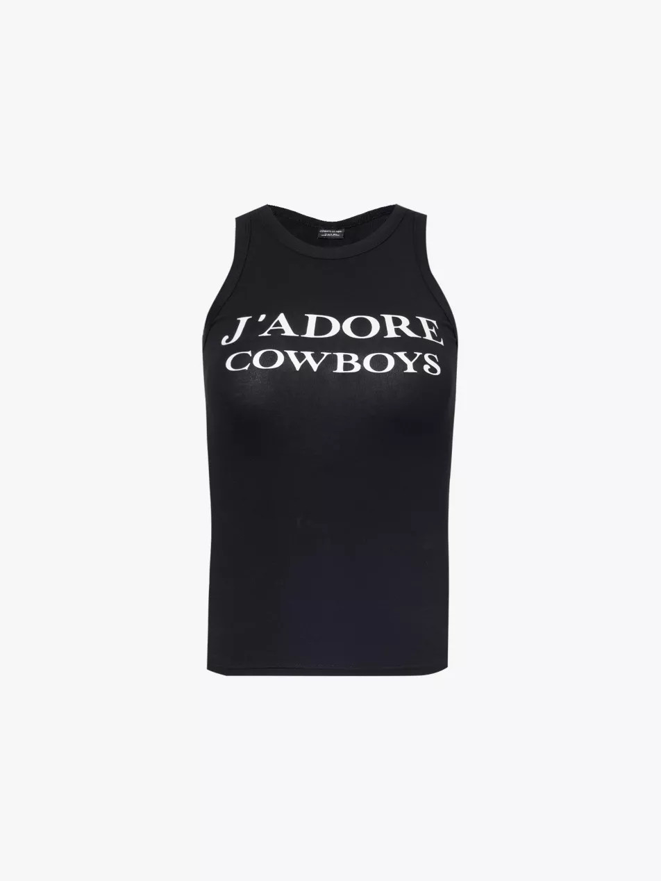 J'adore Cowboys logo-print stretch-cotton top | Selfridges