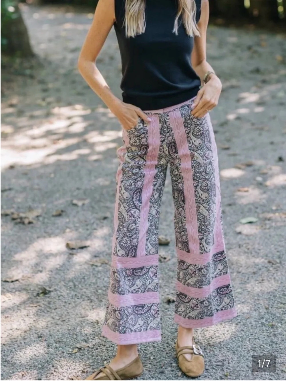 Julia Amory Pink Paisley Wide-Leg Pants M | Poshmark