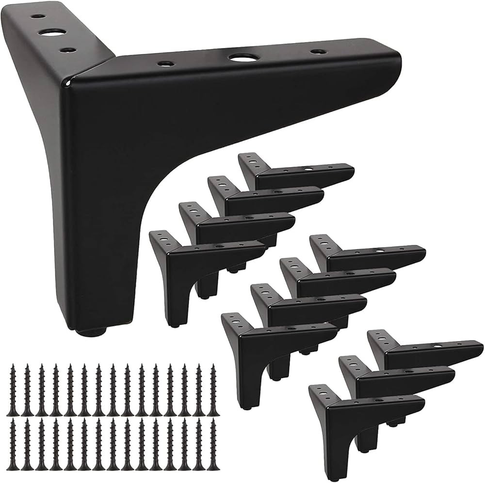 Acrux7 4 Inch Furniture Legs 12Pcs Modern Style Furniture Sofa Legs Metal Matte Black Triangle Fe... | Amazon (US)