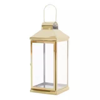 Noble House Hobbs 9.5 in. x 22 in. Gold Stainless Steel Lantern 109065 - The Home Depot | The Home Depot