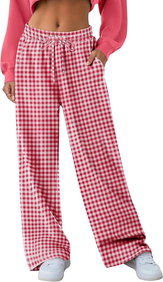 Neer Women's Gingham Pants Cotton Plaid Pajama Lounge Boxer Pants Drawstring Pj Bottoms Casual Wi... | Amazon (US)