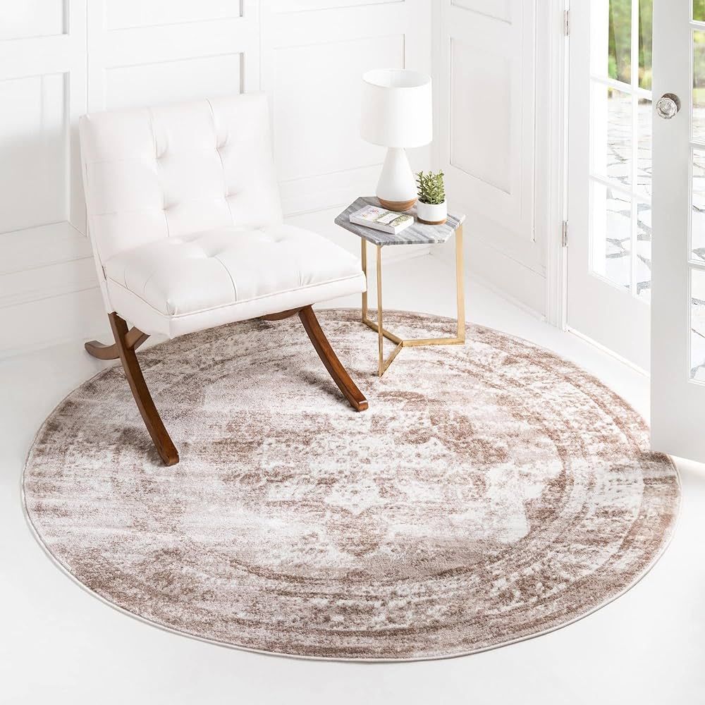 Rugs.com Monte Carlo Collection Rug – 5' Round Beige Medium Rug Perfect for Kitchens, Dining Ro... | Amazon (US)