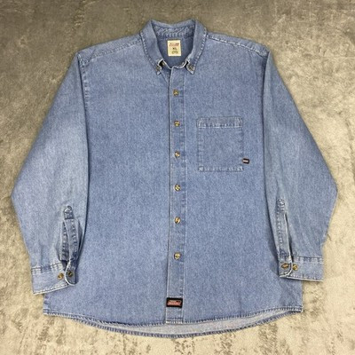 Vintage Dickies Denim Shirt Mens Size XL Blue Button Down Western Workwear Skate | eBay US