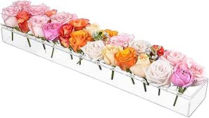 Rectangular Flowers Vases Clear Acrylic Modern Vases 23.6 Inches Long Rectangular Floral Centerpi... | Amazon (US)