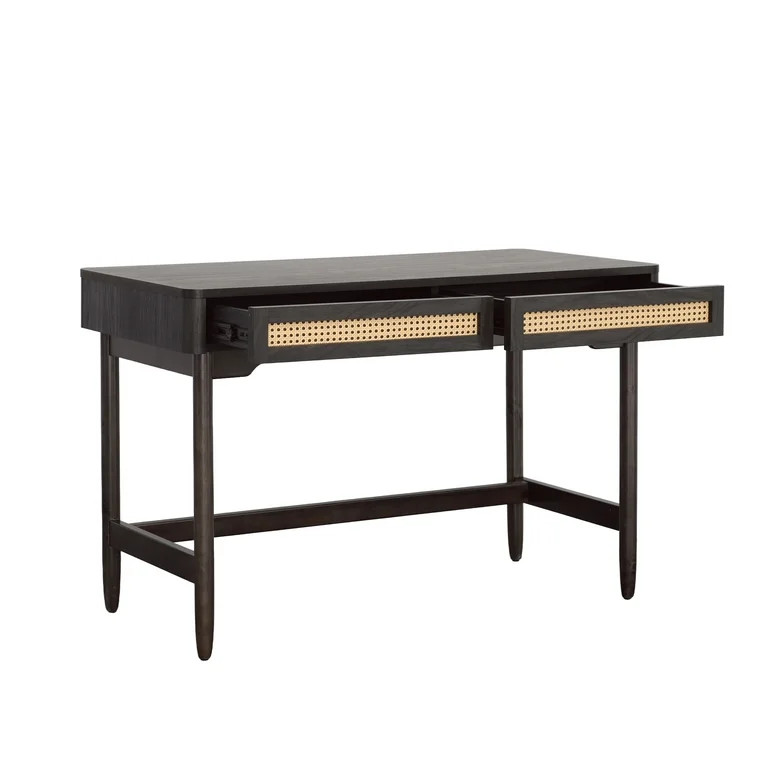 Better Homes & Gardens Springwood Caning Desk, Charcoal Finish | Walmart (US)