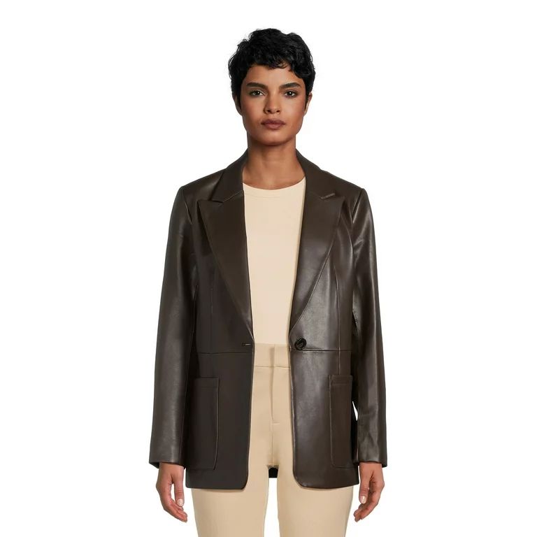 BCBG Paris Women's Oversized Faux Leather Blazer | Walmart (US)