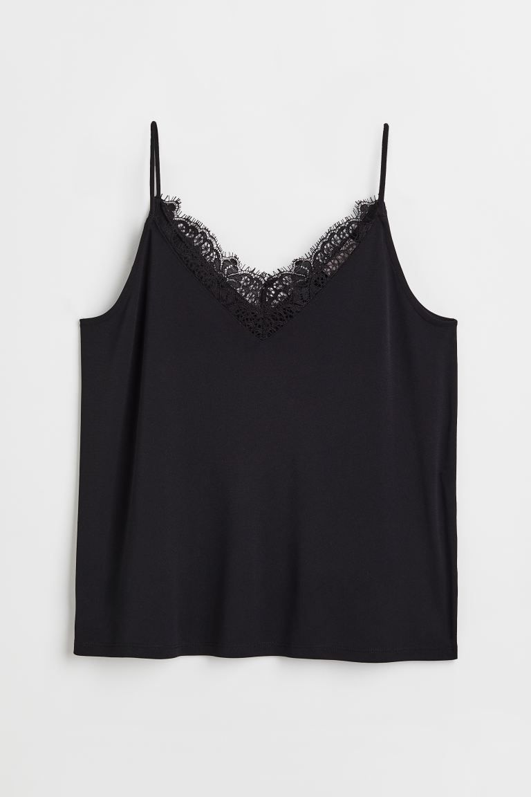 Lace-trimmed Camisole Top - Black - Ladies | H&M US | H&M (US + CA)