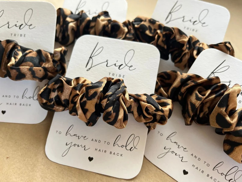 Leopard Print Hen Do Scrunchies | Bride Tribe Favours - Bobbles - Scrunchies - Hair Accessories -... | Etsy (US)
