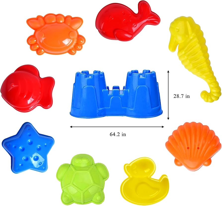 Beach Toys, 19 Piece Sand Toys Set Kids Sandbox Toys includes Water Wheel Beach Tool Kit Bucket W... | Amazon (US)