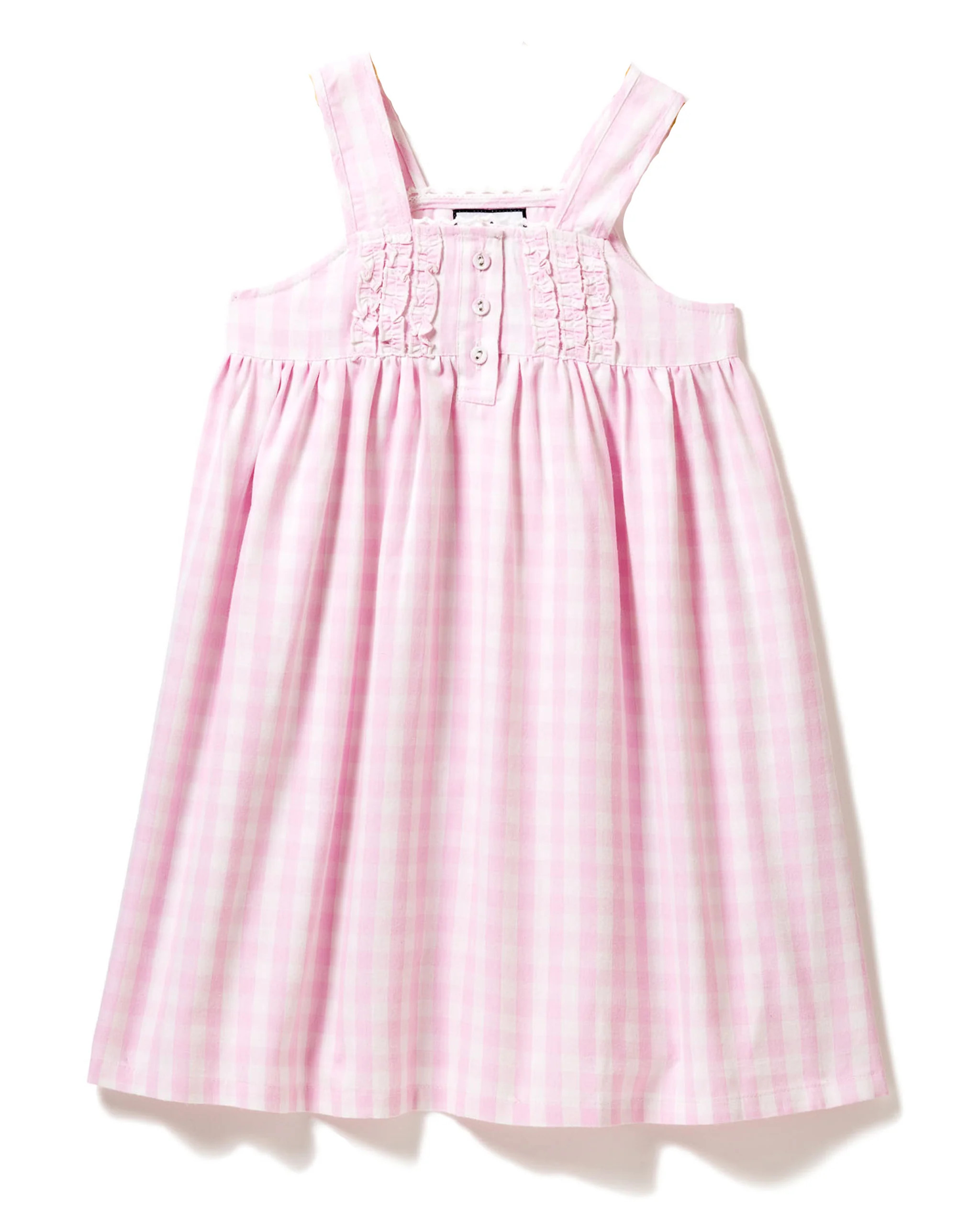 Girl's Twill Charlotte Nightgown in Pink Gingham | Petite Plume