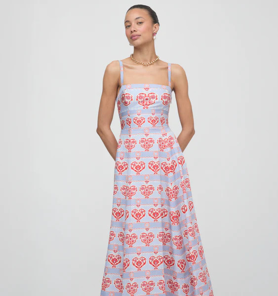 The Margot Dress - Poppy Damask Stripe | Hill House Home US