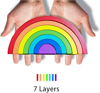 Wooden Rainbow Stacking Toy, Wood Rainbow Stacker Arch Game, Montessori Arch Bridge Rainbow Build... | Amazon (US)