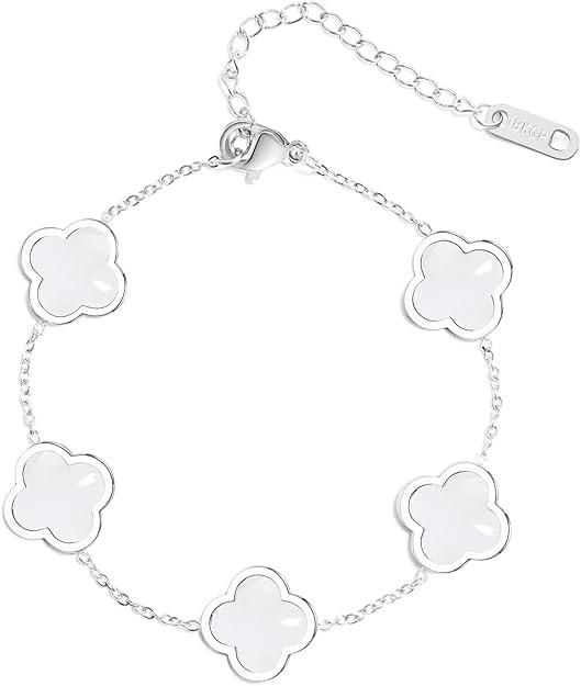 Unique Four Leaf Clover Bracelet for Women White Black Green Red Lucky Link Clover Bracelets,18K ... | Amazon (US)