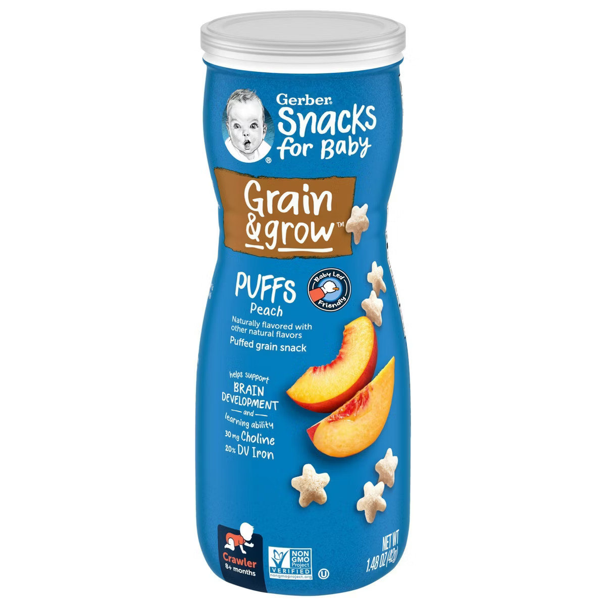Gerber Puffs Peach Cereal Baby Snacks - 1.48oz | Target