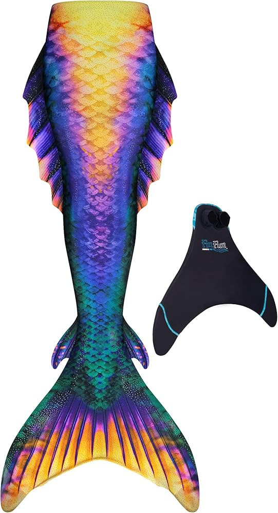 Fin Fun Atlantis Kids Wear-Resistant Mermaid Tails for Swimming - Monofin Included - Kids Sizes | Amazon (US)