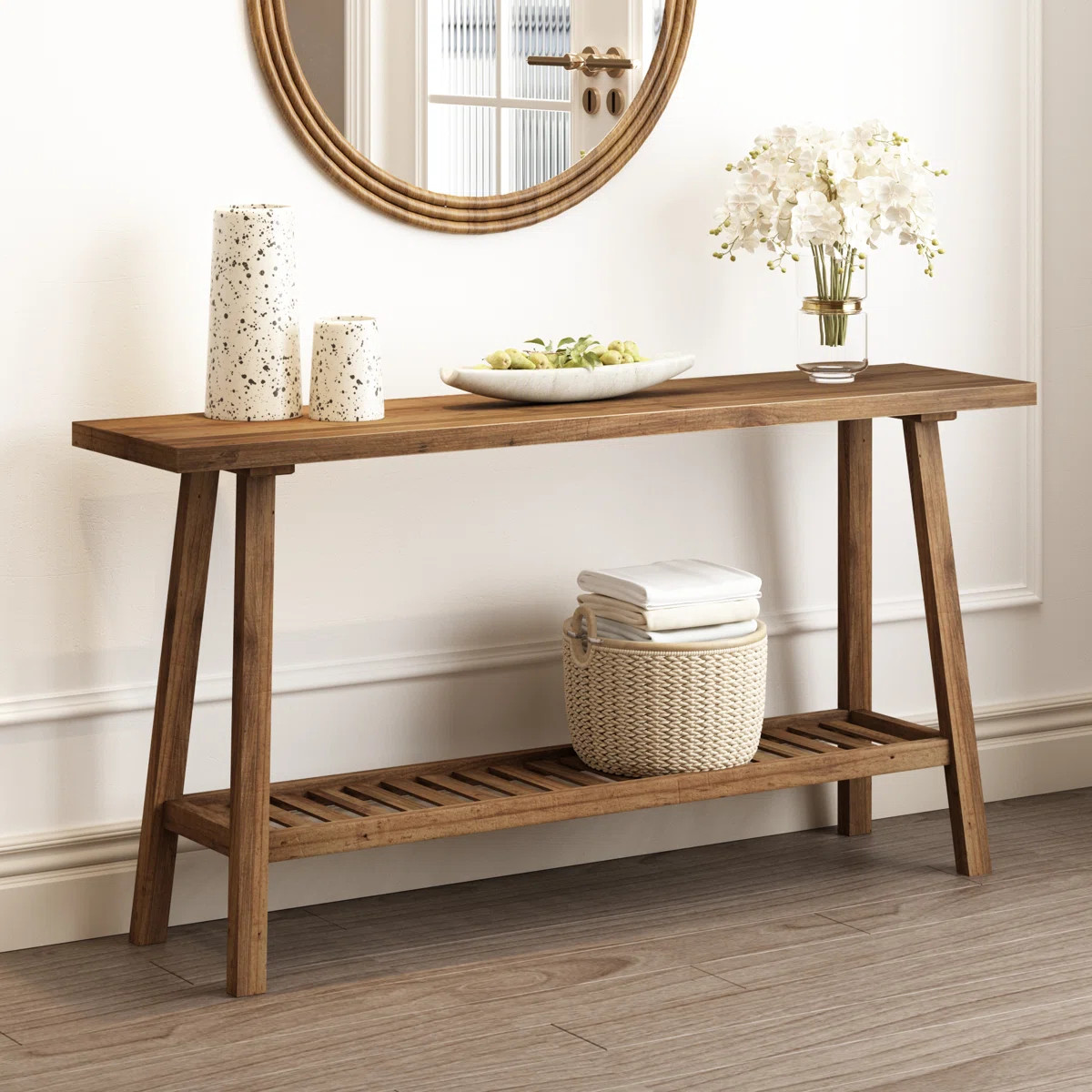 Solid Reclaimed Wood Console Table with Shelf | Wayfair North America