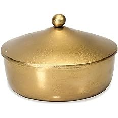 Red Co. 7” Dia Round Antique Decorative Textured Metal Bowl with Dome Knob Lid, Gold | Amazon (US)