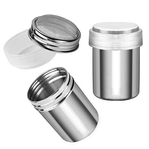 Accmor 2 Pack Powdered Sugar Shaker Duster with Lid, Cinnamon Shaker Flour Sifter, Fine Mesh Stainless Steel Dredge for Baking Soda Flour Cinnamon Cocoa | Amazon (US)