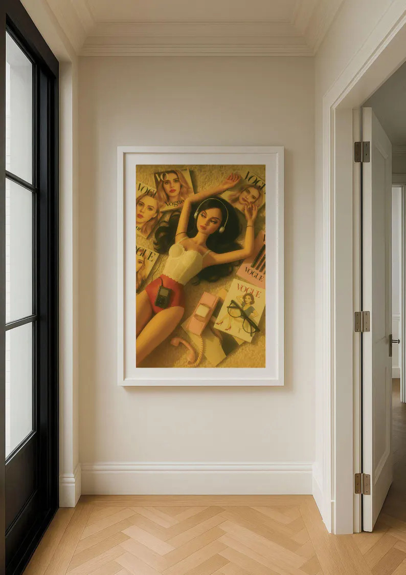 2000s Dollcore Bedroom Art – Retro Fashion Doll Print With Ipod & Magazines, Slim Aarons Aesthe... | Etsy (US)