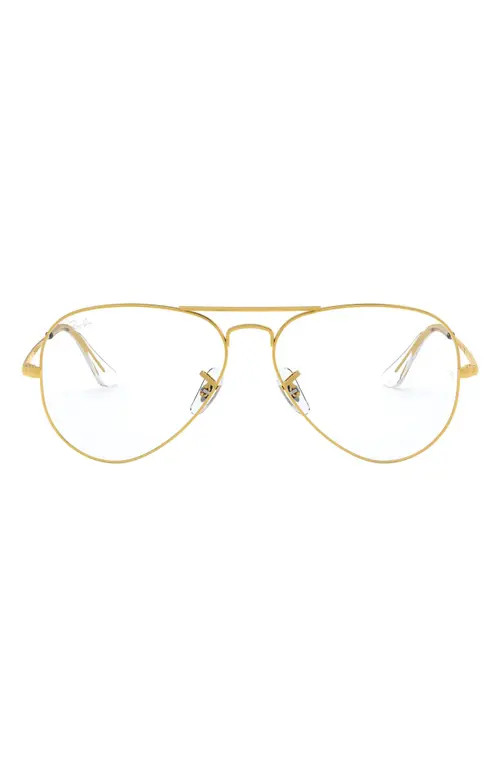 Ray-Ban 55mm Optical Glasses in Shiny Gold at Nordstrom | Nordstrom