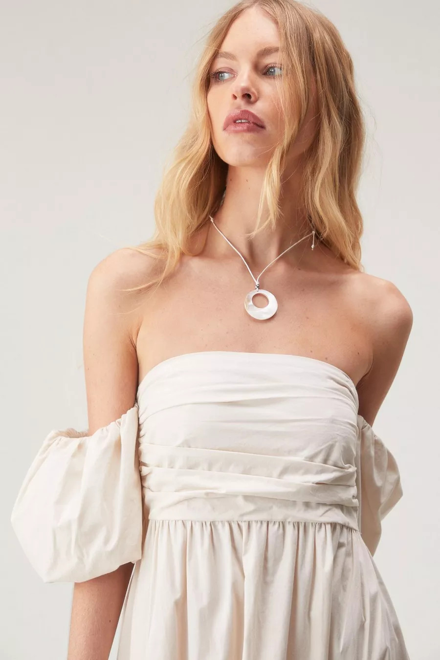 Cotton Ruched Bust Puff Sleeve Midi Dress | Nasty Gal US