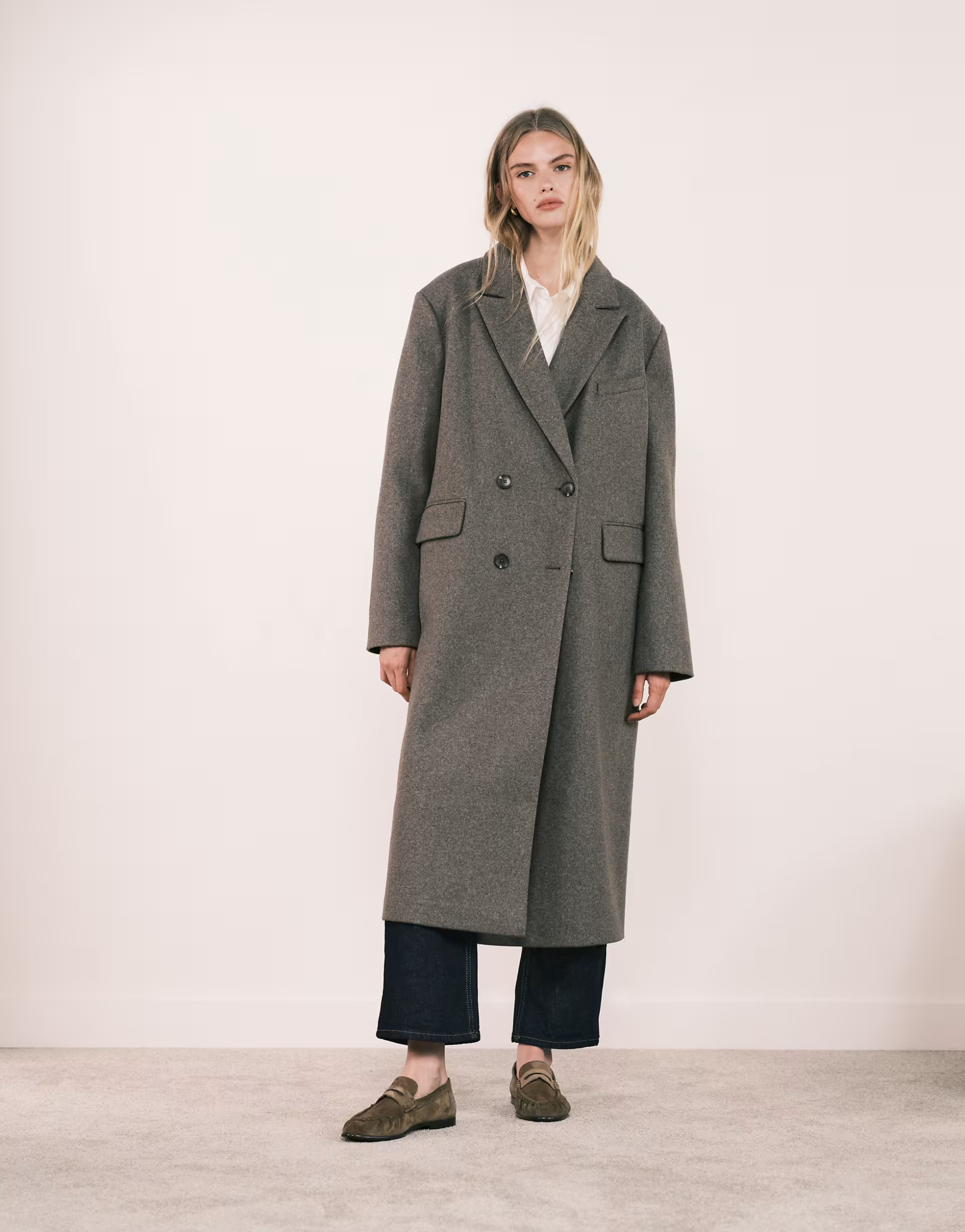 ASOS DESIGN oversized dad coat in mushroom melange | ASOS | ASOS (Global)