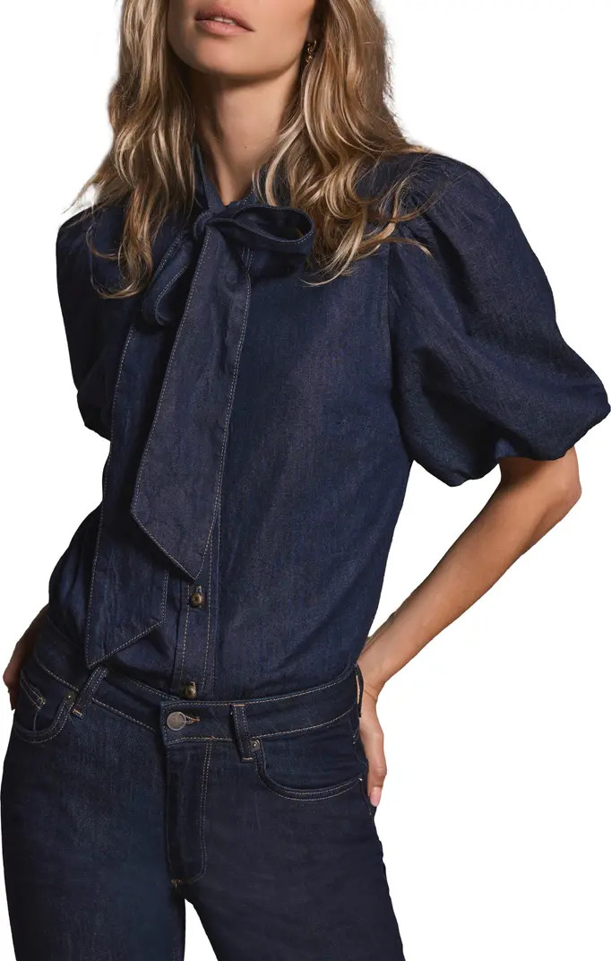 MINT VELVET Puff Sleeve Denim Shirt | Nordstrom | Nordstrom