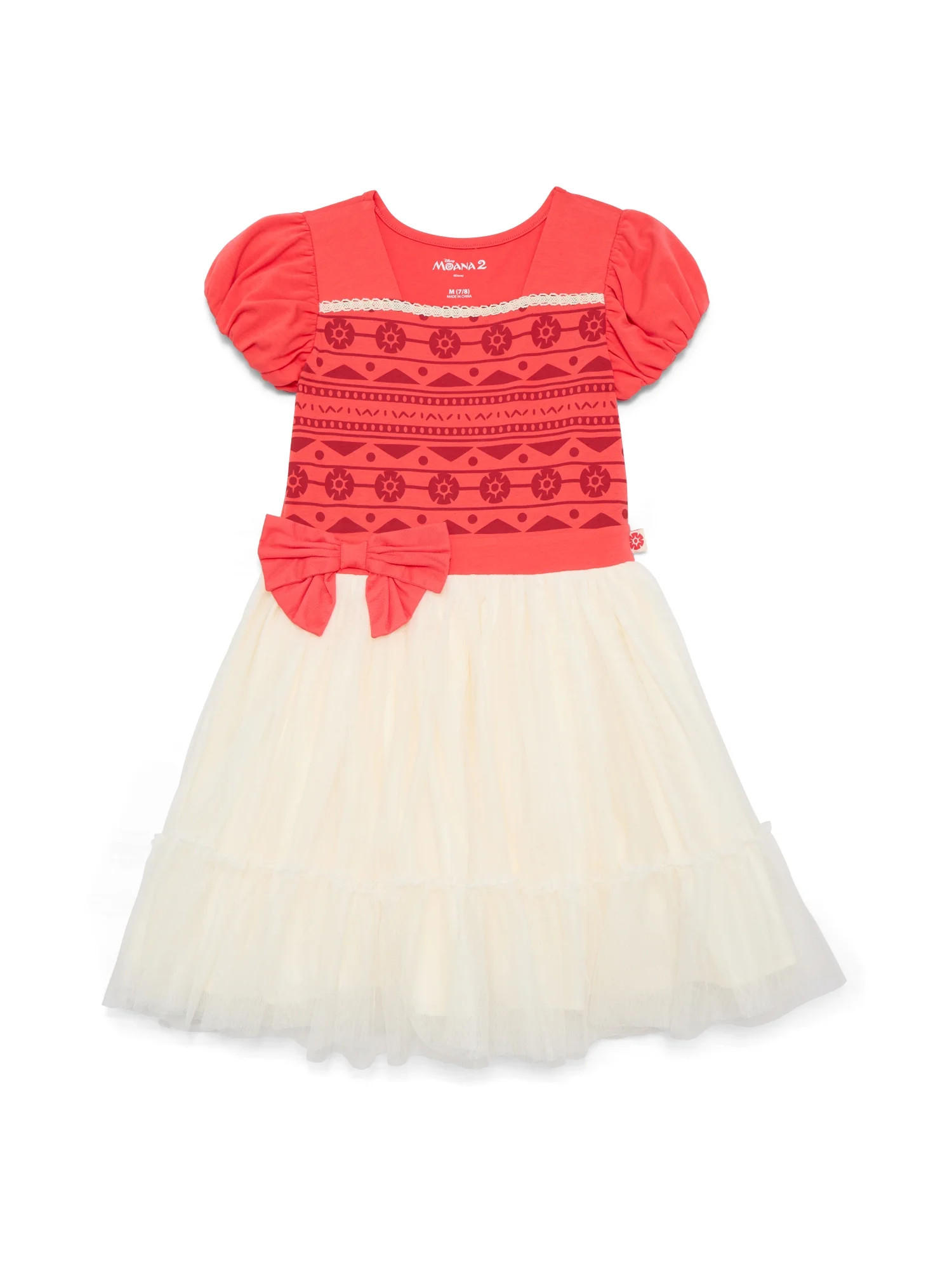 Disney Princess Girls Moana Cosplay Dress with Short Puff Sleeves, Sizes 4-12 | Walmart (US)