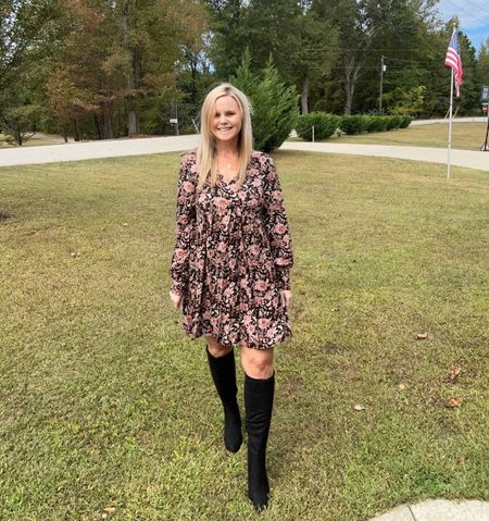 Fall Wedding Guest Dress from Target and Tall Black Boots from Amazon to match! 

#LTKfindsunder50 #LTKSeasonal #LTKHoliday