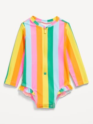 Printed Ruffle-Trim Rashguard One-Piece Swimsuit for Baby | Old Navy (US)