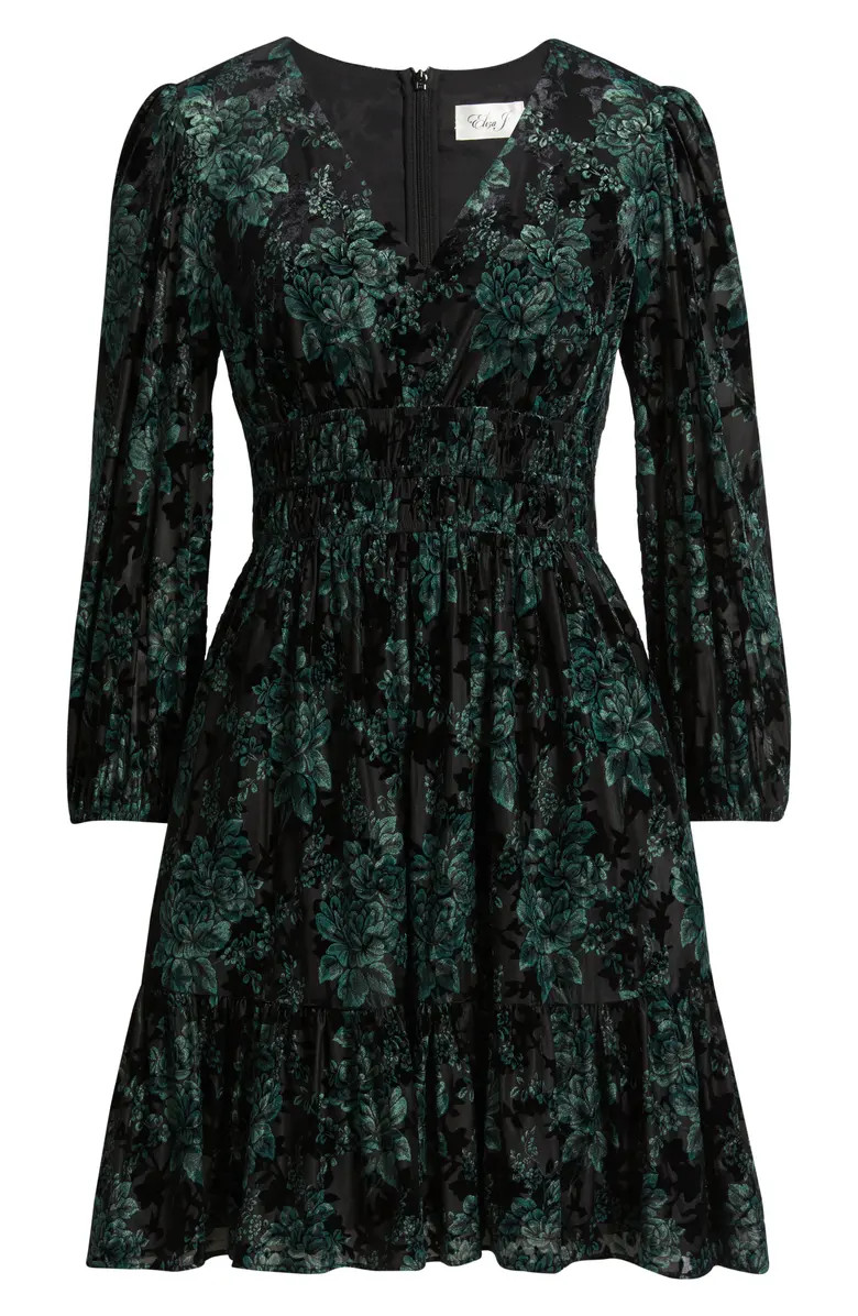 Velvet Floral Long Sleeve Dress | Nordstrom