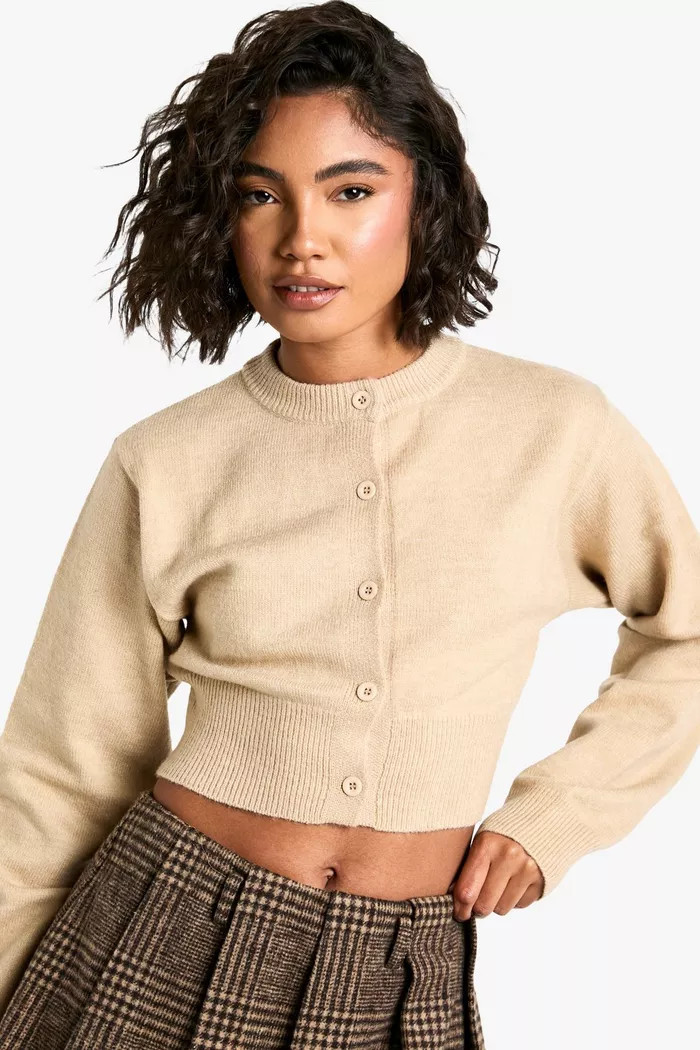 Tall Cropped High Neck Cardigan | Boohoo.com (UK & IE)