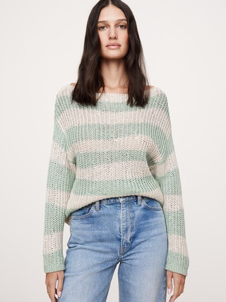 Relaxed Cotton Boat-Neck Sweater | Banana Republic (US)