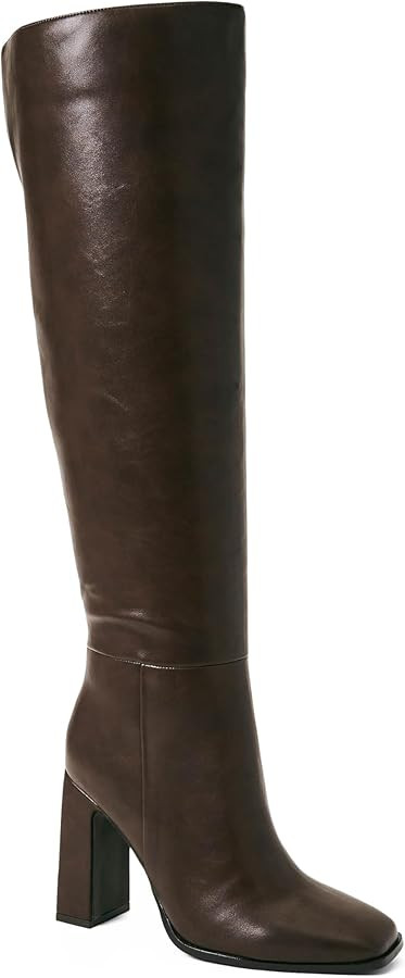 JustFab Knee High Boots Womens Square Toe Chunky Heel Tall Boots for Women High Heel Side Zipper ... | Amazon (US)