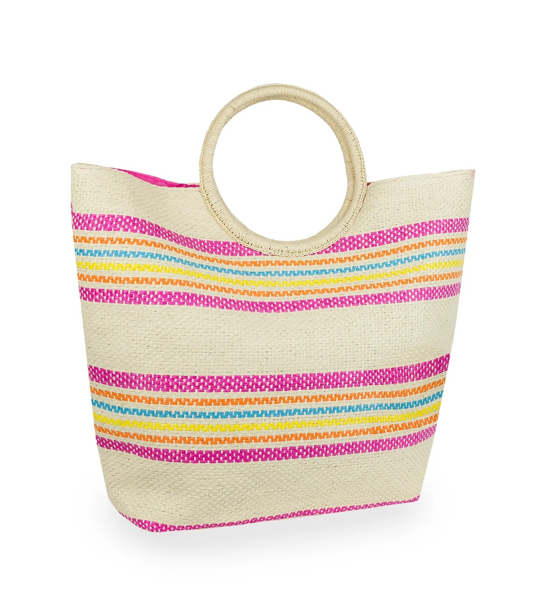 Magid Women's Straw Circle Beach Tote Bag Multi | Walmart (US)