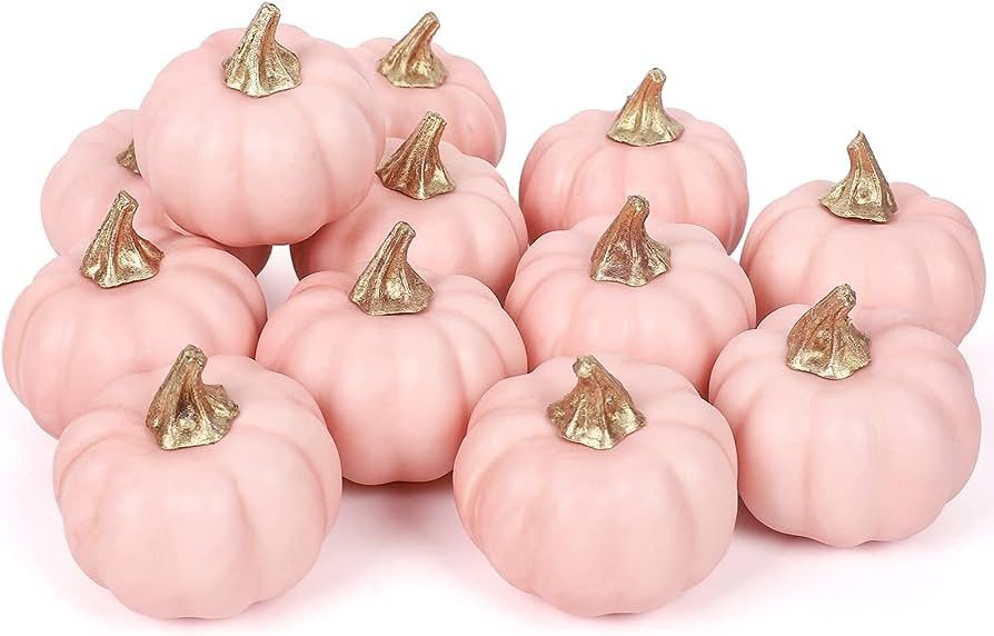 Whaline Artificial Pumpkins Bulk Vintage Pink Pumpkin Harvest Lifelike Pumpkin Fake Foam Pumpkin ... | Amazon (US)