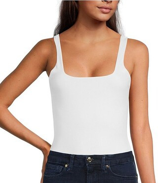 Scuba Knit Modern Square Neck Sleeveless Wide Strap Tank Bodysuit | Dillard's