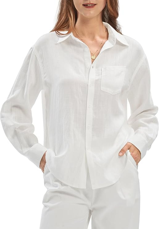 Willit Women's Linen Shirts Button Down Shirts Long Sleeve Beach Casual Summer Tops for Women Loo... | Amazon (US)