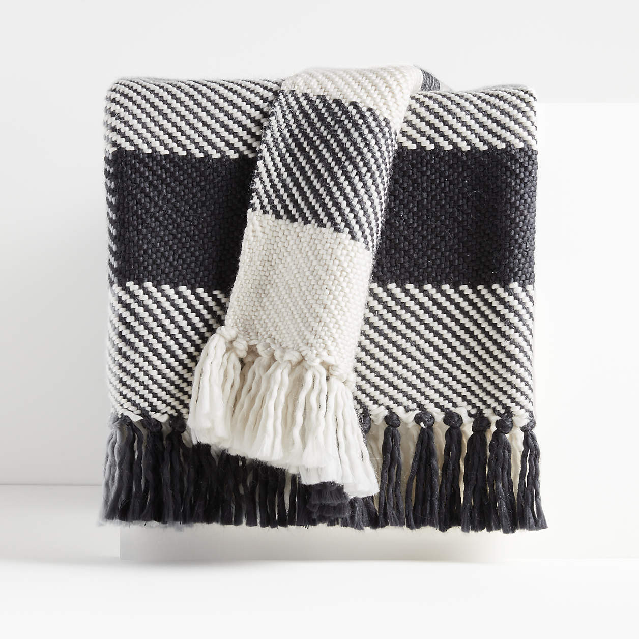 Styles 70"x55" Black Throw Blanket | Crate and Barrel | Crate & Barrel