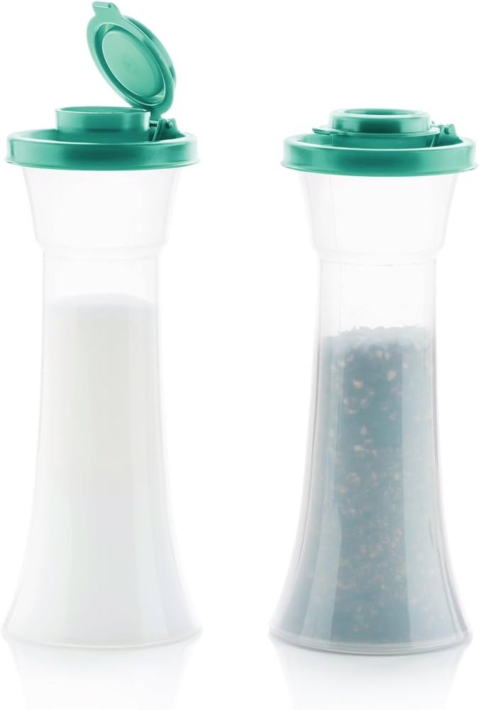 Tupperware Hourglass Salt and Pepper 2-Shaker Set in Teal, Liquid Tight Lids, BPA-Free, Dishwashe... | Amazon (US)