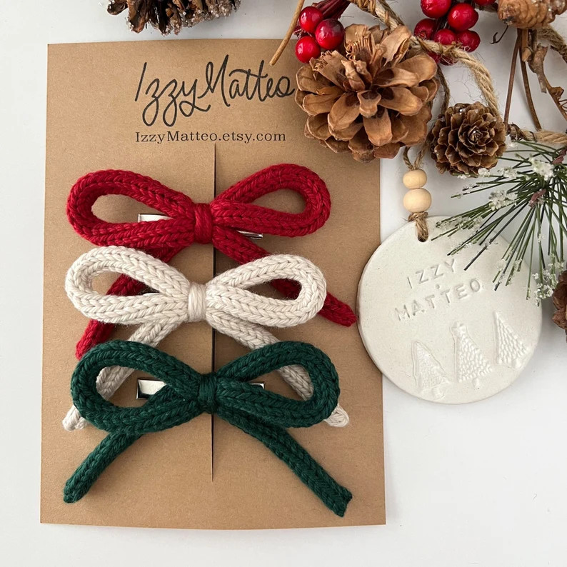 Ella Bows | Christmas Hair Bows | Hair bows | Hair Clips | Baby Bow Headband | Etsy (US)