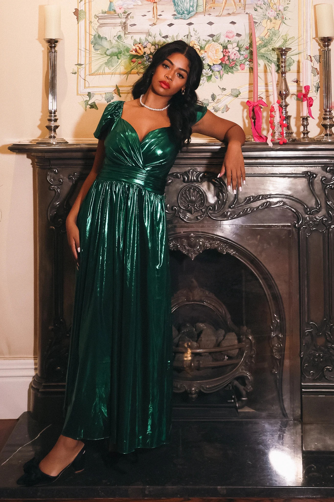 Hera Dress in Metallic Green - FINAL SALE | Ivy City Co
